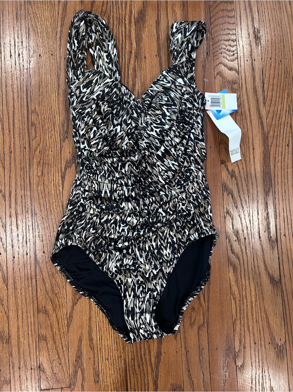 Badgley Mischka Slimming Leopard Abstract Print One-Piece Swimsuit - 4